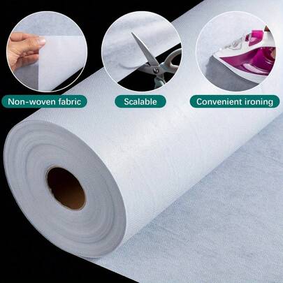 2Rolls, 20Yards/Roll, Non-Woven Adhesive Lining, Iron Fusible, SewingSupplies, Medium Thickness, Clothing Adhesive Lining, Polyester Fiber,Single Sided Adhesive, Clothing, Bags, Handicrafts, Bags, HomeDecoration, DIY Craft Supplies