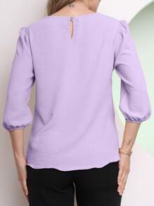MARILYN MONNA Women's Blouse Tailored Simplicity Elegant Social Basic Crepe 3/4 Princess Sleeve Tamires - 淡紫色 - 查看 2