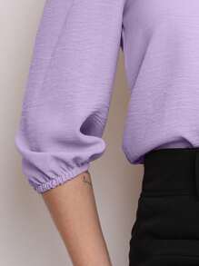 MARILYN MONNA Women's Blouse Tailored Simplicity Elegant Social Basic Crepe 3/4 Princess Sleeve Tamires - 淡紫色 - 查看 3