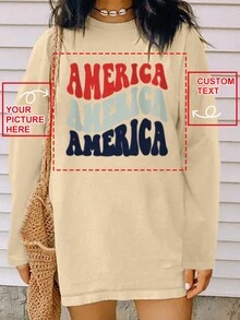 Customized Women T-Shirt - Design Your Own Personalized Printed T-Shirt By Adding Your Own Photos (Family Photos/Selfies) - Apricot - View 1
