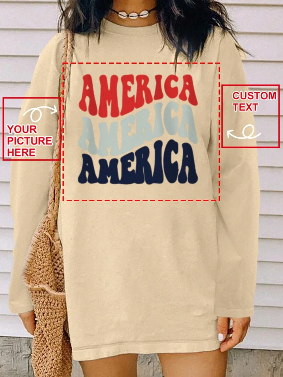 Customized Women T-Shirt - Design Your Own Personalized Printed T-Shirt By Adding Your Own Photos (Family Photos/Selfies) - Apricot - View 1