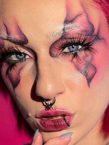 1件装 16G 10MM 黑色不锈钢鼻中隔环/鼻钉 - 哥特风格，带蝙蝠和心形吊坠 - 女士铰链式穿刺饰品 - 黑色 - 查看 9