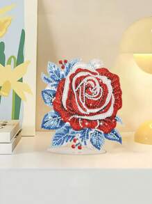 1 Stück Diamant Malerei Acryl Ständer, funkelnde Kristall Diamant Handwerkskunst Rose, Vintage Stil Heim Dekoration, geeignet für Hochzeiten, besondere Anlässe, Feiertage, Weihnachtsgeschenk, Größe 14,5cm*14cm/5,7 Zoll*5,5 Zoll