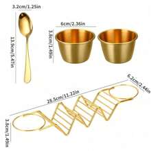 2/4pcs Stainless Steel Taco Holder Set With Sauce Cups Spoon Detachable Condiment Cups Rust-Resistant, Dishwasher Safe Taco Stand For Kitchen Use Mexican Restaurant Style Pancake Rack, Pizza Display Stand, Spring Roll Food Rack - Multicolor - View 14