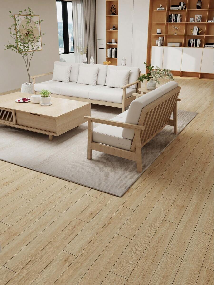 YUANYI Self-Adhesive Vinyl Flooring Roll, Wood Grain Pattern, Yellow, Suitable For Stairs, Bathroom, Waterproof, Peel And Stick, Self-Adhesive Contact Paper, PVC, Countertop, Cabinet, Drawer, Removable