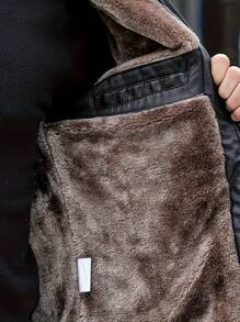 Men's Thickened Fleece Leather Jacket, Autumn/Winter