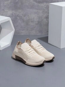 Zapatillas deportivas de mujer para exteriores 2025, con superficie de malla transpirable y de peso ligero para correr en carretera, tenis atléticos cómodos color beige