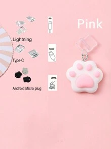 1pc Dog Paw, Cat Paw, Bear Paw Resin Anti-Dust Plug For IPhones, Android, Lightning, And Type-C Ports - Clear - View 12