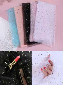 قماش تول ذو النجوم متعددة الألوان قطعة واحدة، قماش شبكي لامع للخلفية الزخرفية، تصميم التنانير