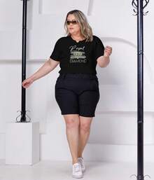 Women's Plus Size 100% Cotton Basic Printed T-Shirt - 金色 - 查看 2