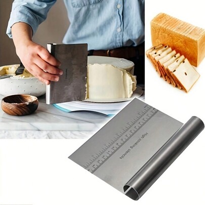 1/2 peças cortador de massa grosso de aço inoxidável com escala, raspador de massa, raspador de massa, faca profissional para assar massa de bolo para fazer pão, pizza, massa e biscoitos, utensílio de cozinha, material de volta às aulas
