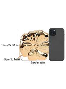 Luxury Shiny ABS Material Flower Shaped Mini Clutch Handbag Buckle Metal Bead Chain Shoulder Bag Women Party Charming Gift, Suitable For Dating, Shopping, Going Out, Commuting, Daily Matching, Fashion Niche Design, Women Bag