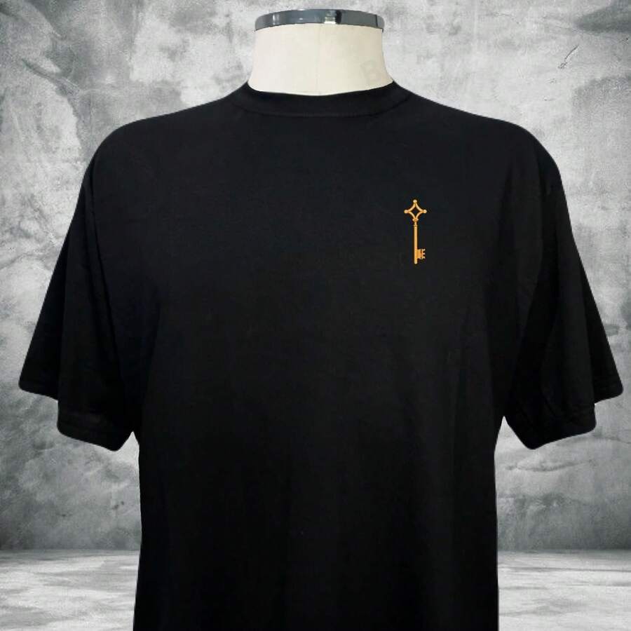 Eren Key T-Shirt Embroidered Anime Titan Unisex Blouse 100% Cotton Geek Streetwear - màu đen - Xem 1