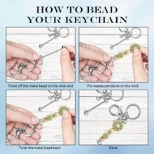12pcs Fashion Alloy Beaded Keychain Accessories DIY Craft Boyfriend Girlfriend Valentine Gift