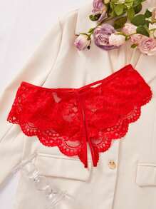 1 pieza Panty rojo sexy de encaje con moño, lencería íntima para el Día de San Valentín, Navidad, dormitorio, discoteca