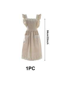 1 件女式围裙全长复古花卉设计日式花园和家居夏季公主裙带蕾丝装饰 - 彩色 - 查看 5