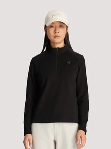 TECTOP Women's Fall/Winter Long Sleeve Reversible Fleece Bottom Shirt Warm Windproof Outdoor Sports Running Half Zipper High Stretch - Black - View 5