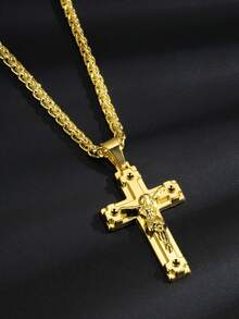 2 Pecs/1 套人造珍珠链耶稣吊坠双层项链套装男女情侣装，日常街头风格夜店假日休闲婚礼佩戴，节日父亲节生日礼物送给男朋友最好的朋友情侣，嘻哈西海岸黑帮说唱名人风格珠宝 - Jesus Cross - 查看 8