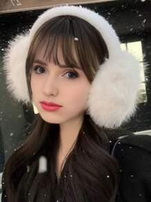 1 pieza Orejeras esponjosas para mujer, lindas, a prueba de viento y cálidas, orejeras unisex para invierno