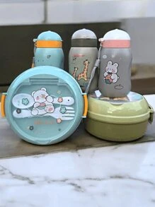 Conjunto de lonchera para adultos y niños, con tapa y botella, oferta del - Azul - Ver 7