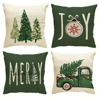 1 件圣诞树单面 3D 印花枕套，沙发、长沙发、床装饰靠垫套（不含枕芯）