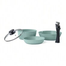 PAQUETE Batería De Cocina PREMIUM Jade Smart 5 Piezas + Comal Jade Cook Garantía Como Lo Viste En TV - verde menta - Ver 4
