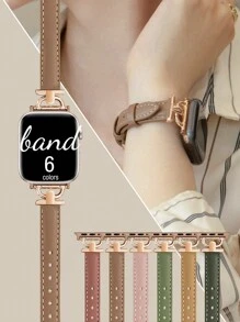1 件女式棕色、卡其色、深绿色、牛油果绿色、浅粉色、浅粉色皮革 D 型扣表带，兼容 38/40/41/42/44/45/49/46 毫米 Apple Watch Ultra2/Ultra/SE/Series 10/9/8/7/6/5/4/3/2/1 - 38mm/40mm/41mm - 查看 11