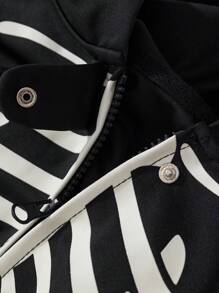 年轻男孩万圣节儿童长袖连帽连体衣，夜光卡通骷髅印花图案，节日派对流行