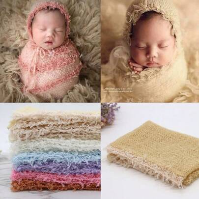 1pc 37x127cm Stretch Mohair Fringed Lace Wrap For Newborn Photography Props Photo Shoot Accessories Baby Girl Fotografia Photoshoot
