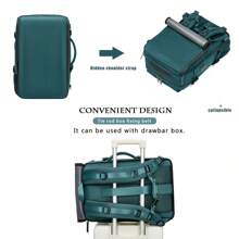 1pc Multi Functional Travel Backpack With Adjustable Strap, Laptop And Shoes Compartment, Multi Purpose Outdoor Hiking Backpack, Durable Nylon Material Schoolbag - 孔雀藍 - 查看 6