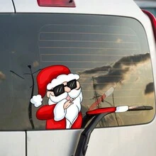 1Pc Christmas Santa Claus Waving Sticker Car Rear Wiper Decal Windshield Wiper Decal Tags Rear Wiper Stickers Cute Auto Accessories - Multicolor - View 7