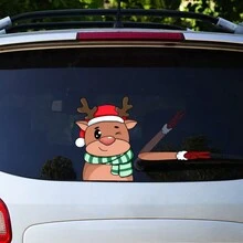 1Pc Christmas Santa Claus Waving Sticker Car Rear Wiper Decal Windshield Wiper Decal Tags Rear Wiper Stickers Cute Auto Accessories - Multicolor - View 6
