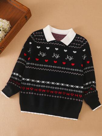 青少年女孩学院风撞色长袖毛衣，秋冬季，适合圣诞节