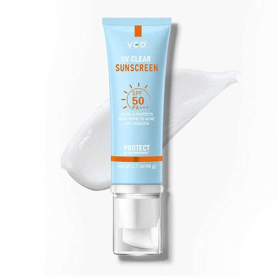 VGO Clear Face Sunscreen SPF 50, Hydrating Sun Essence Face Sunscreen Leaves No Sticky Feeling Travel Size Sunscreen Against UVA And UVB Rays 50ml / 1.7oz