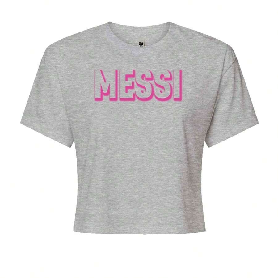 Messi OUTLINE Miami Futbol Cropped T-Shirt - 希瑟灰色 - 查看 1