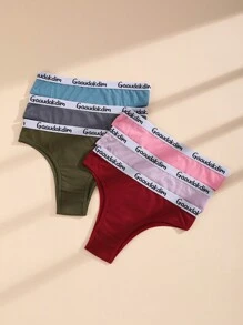 8 piezas de bragas de algodón para mujer de cintura baja, cómodas y transpirables, ropa interior tipo bikini con estampado de letras sexy