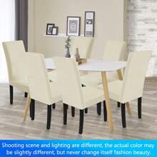 YSTYLE 4-Piece Velvet Back Chair Cover, Universal Chair Cover, Elasticised Scratch-Proof Cat Chair Cover, High Back Chair Cover, Living Room Chair Cover - Beige - View 2