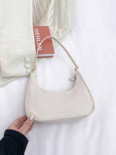1pc Summer Kids' Oxford Cloth Basic Minimalist Sling Bag, Solid Color Zipper Underarm Crossbody Bag Suitable For College Students/Girls/Teenagers For Festivals/Vacation/Holiday/University/School