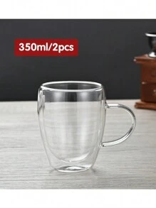 1pc/2pcs/4pcs Double-Layer Glass Coffee Mug Milk Cup Heatproof Tea Cup Set - Transparent - View 14