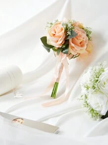 1 pezzo profumo da sposa per la sposa, damigella d'onore, profumo di fiori artificiali di rose bianche avorio e lavanda per matrimonio, festa di nascità, centrotavola, decorazione, regalo, accessori per San Valentino - bouquet da sposa - Visualizzare 7
