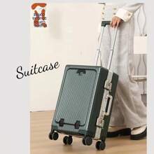 20 英寸航空认可手提行李箱，硬壳带轮手提行李箱，旅行硬壳万向轮小型行李箱，带 TSA 锁，智能行李杯架和 USB 端口旅行箱，手提箱，旅行行李箱，手提包和行李袋，适用于学校，学校配件，学校用品 - 墨綠色 - 查看 11
