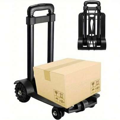 Hand Trucks 75kg Adjustable Heavy Duty Folding Lightweight Barrows Noiseless Industrial-Warehouse Hand Trolley For Lifting Luggage Personal Travel Auto Moving And Office