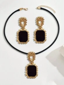 3 peças/Conjunto Conjunto de Colar Decorativo de Metal Estiloso, Outono/Inverno