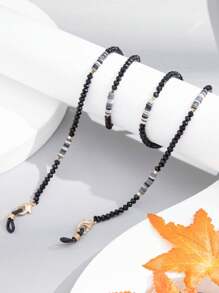 Dây chuyền kính đính hạt phong cách phương Tây Boho cho vẻ ngoài cổ điển thời thượng Phụ kiện kính cho phụ nữ - màu đen - Xem 3