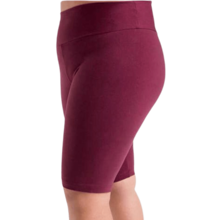 Women's Plus Size Legging Shorts Mid-Thigh Suplex Bermuda High Waist Gym Zero Transparency - 酒紅色 - 查看 2