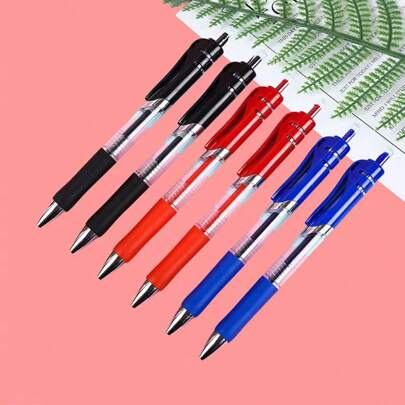 5-15 支 K35 伸缩圆珠笔，大容量按压式文具墨水笔，黑色、红色、蓝色，适合学校和办公室使用