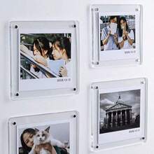 1pc Acrylic Photo Frame Refrigerator Sticker Double-Sided Magnetic Suction Hollow Photo Frame Transparent Cultural Creative Sticker Decoration - Multicolor - View 5
