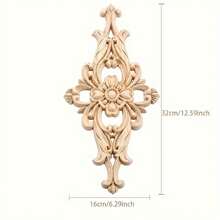 1pc Wood-Carved Furniture Appliques Onlays,  Unpainted Center Carving Decal For Door Wall Ceiling Cabinet Dresser Decoration - as shown - View 9