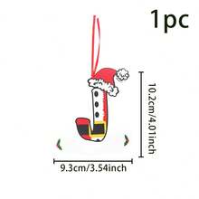 1 件圣诞主题 DIY 26 个字母挂饰，木制装饰，圣诞帽红色字母袜子，适用于圣诞树装饰，DIY 名称。可书写。，圣诞节 - 彩色 - 查看 25