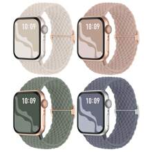 4 件/套编织弹性单圈表带，兼容 38 毫米 40 毫米 41 毫米 42 毫米 44 毫米 45 毫米 46 毫米 49 毫米，男女通用，彩色多功能尼龙弹性表带，腕带兼容 Ultra 2 系列 SE 11 10 9 8 7 6 5 4 3 2 1，可作为返校学生的礼物 - 42/44/45/49mm - 查看 25